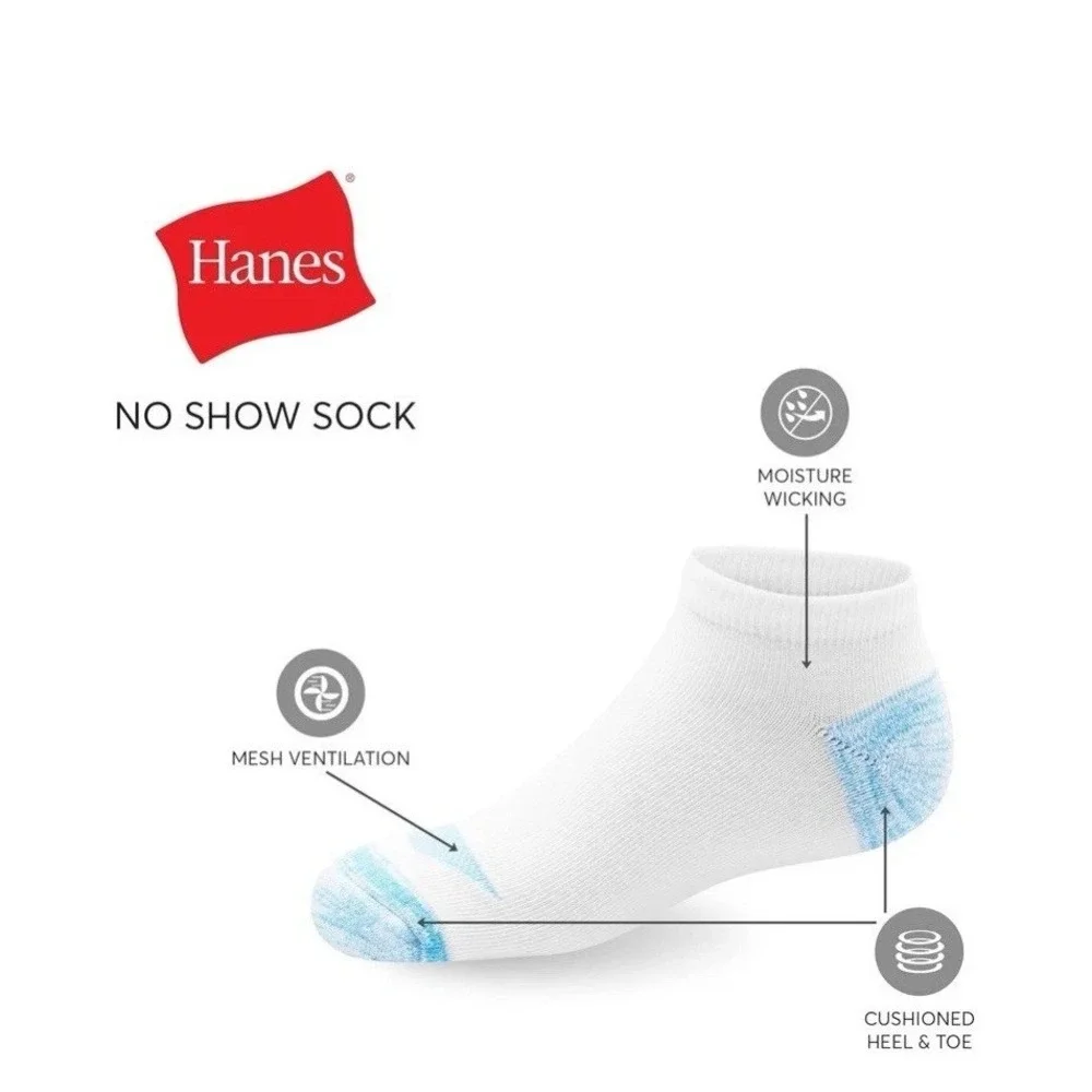 Hanes Girls' Cool Comfort Ankle, 12-Pair Pack Fashion Liner Socks Size M C375